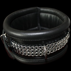 Black Leather Chain-style Collar - mi-60
