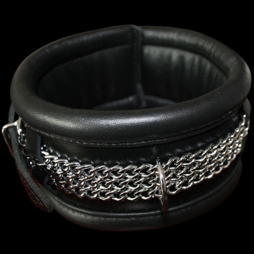 Luxe Lederen gevoerde Chain-style Collar - mi-60