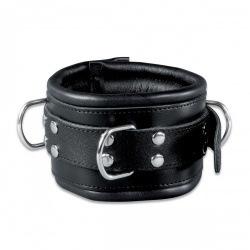 Black Leather Lockable Collar - os-0102-1sk