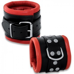 Lockable Wrist Cuffs Black-Red by SaXos - os-0102-2rk