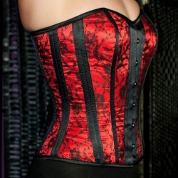 Overbust corset red / black - car-tx2-030-RED